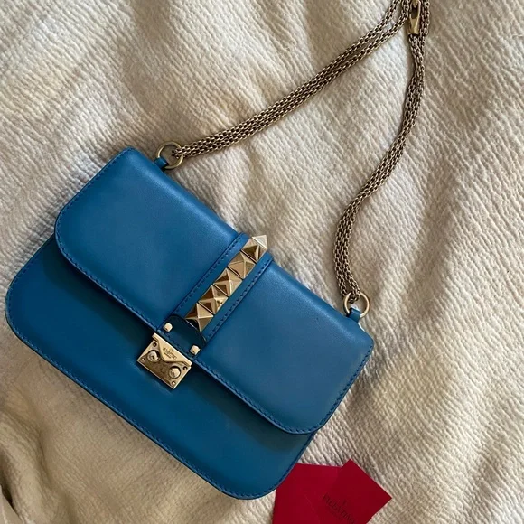 Valentino glam lock rockstud bag. Blue. - Picture 2 of 4